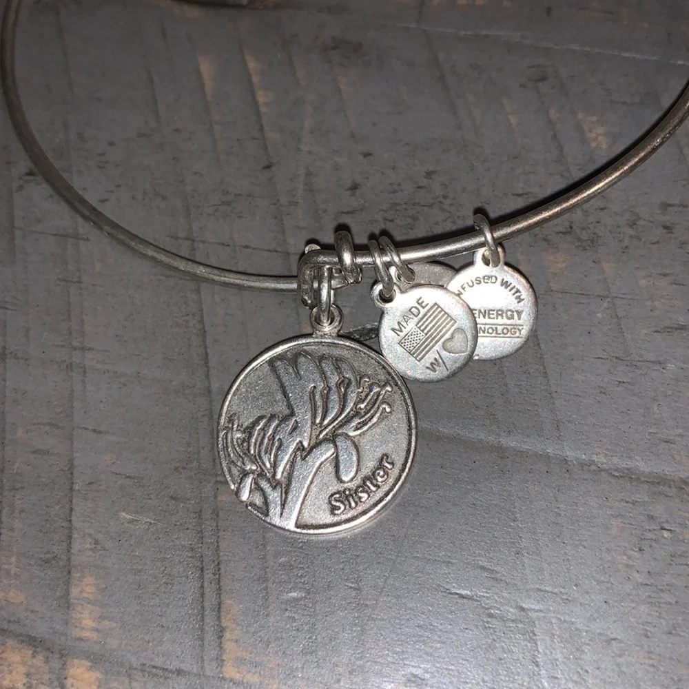 Alex and Ani Sister Charm Bangle‎ Rafaelian Silver Finish Expandable Bracelet